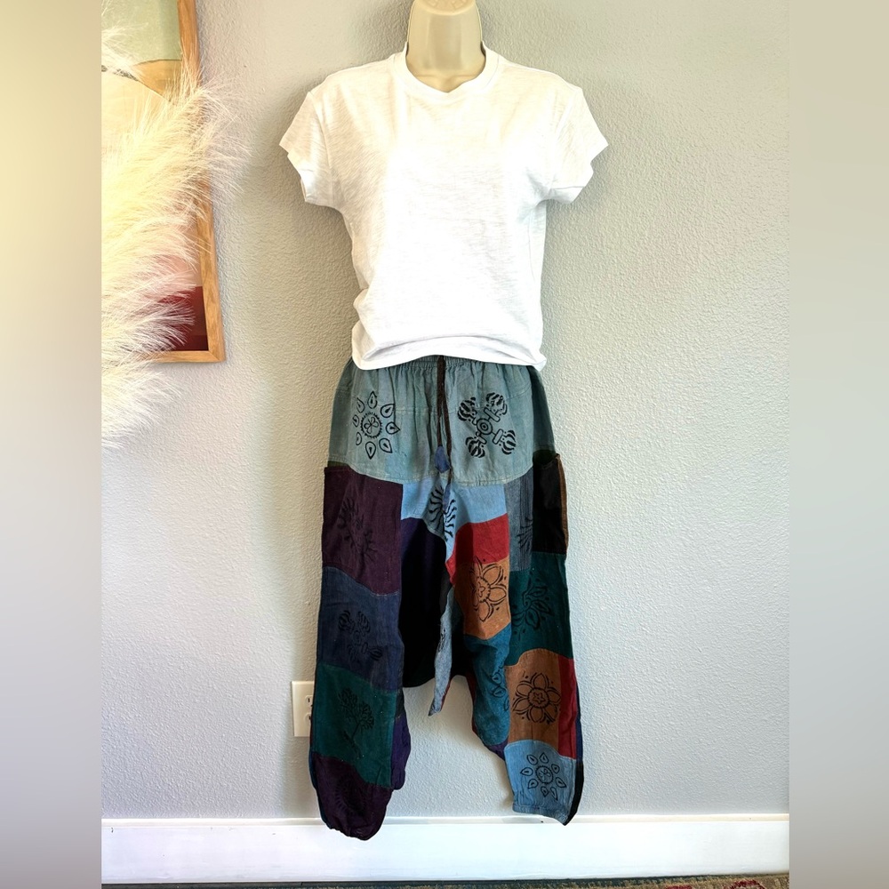 Indieglam Cotton Patchwork Harem Pants - image 1